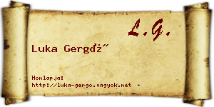 Luka Gergő névjegykártya
